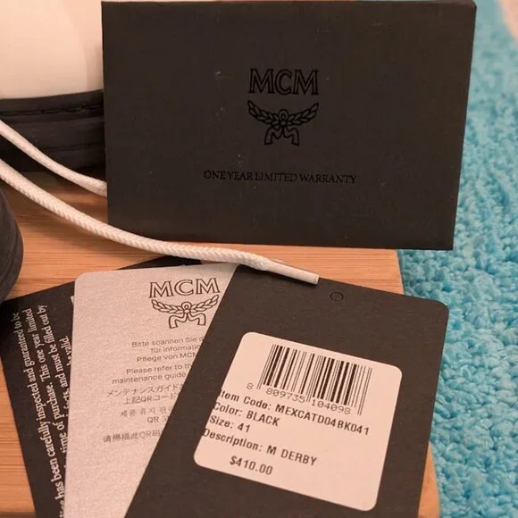 MCM White Black Logo Low-Top Sneakers - Picture 3 of 13